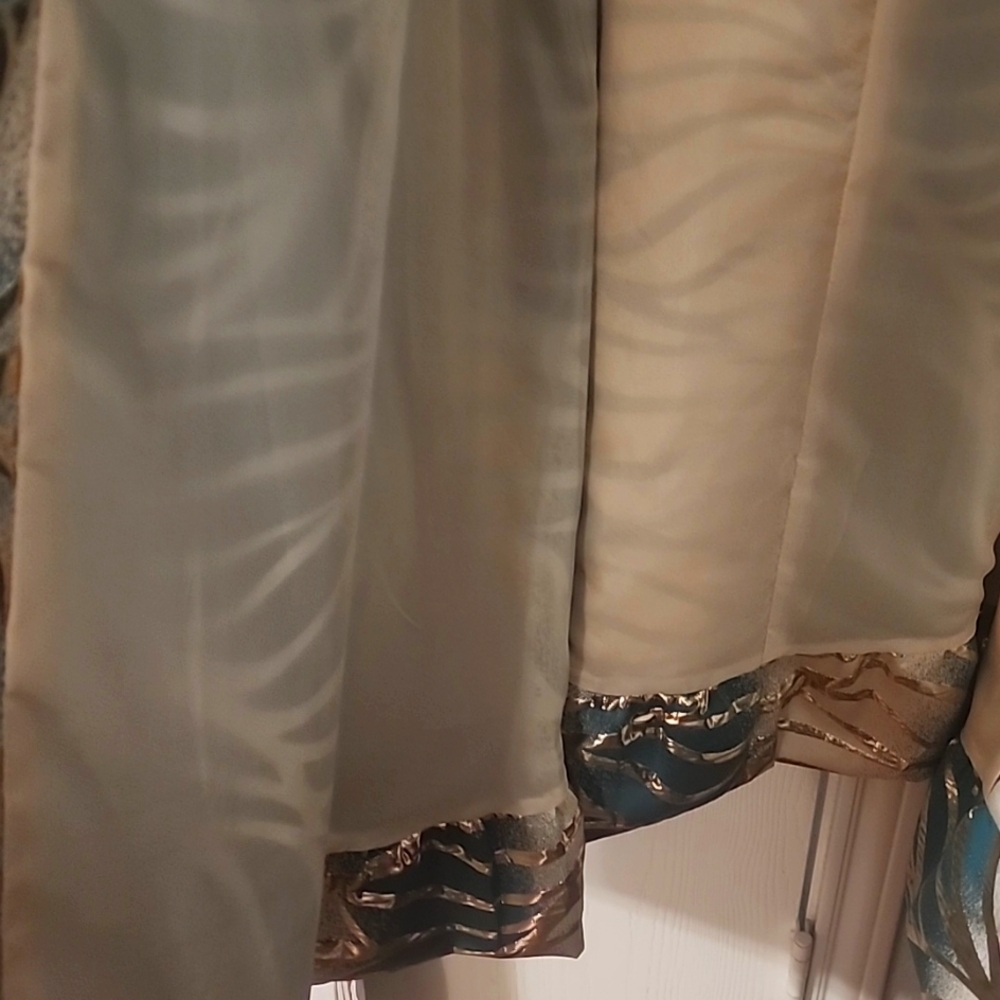 Elegant Blue and Gold Midi COAT - Picture 9 of 9